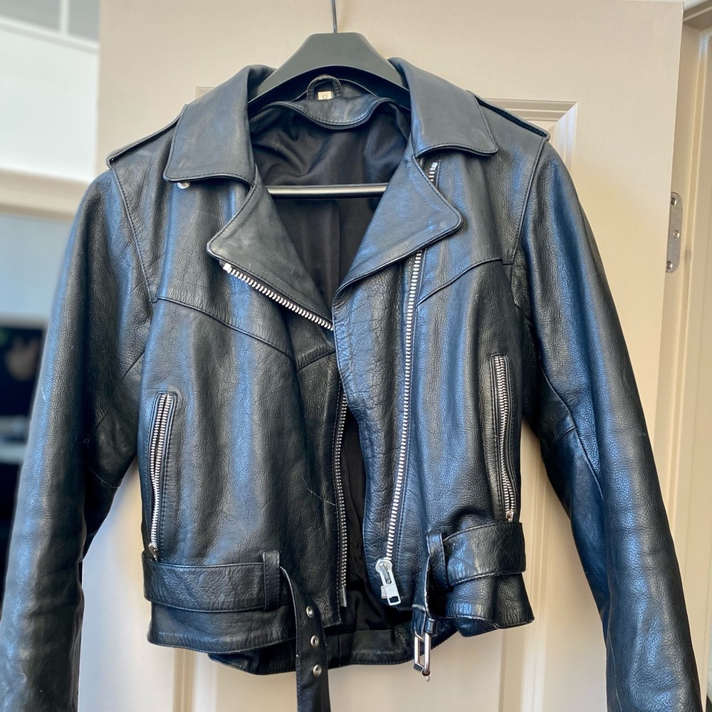 Vintage Genuine Leather Moto Jacket